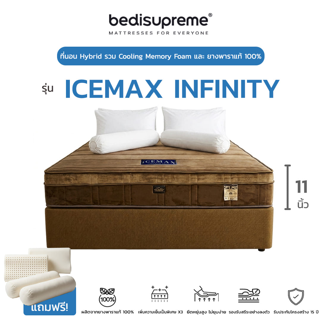 ที่นอนเมมโมรี่โฟมอัลตร้าไฮบริด 5 ฟุต BEDISUPREME รุ่น ICEMAX INFINITY หนา 11 นิ้ว_0